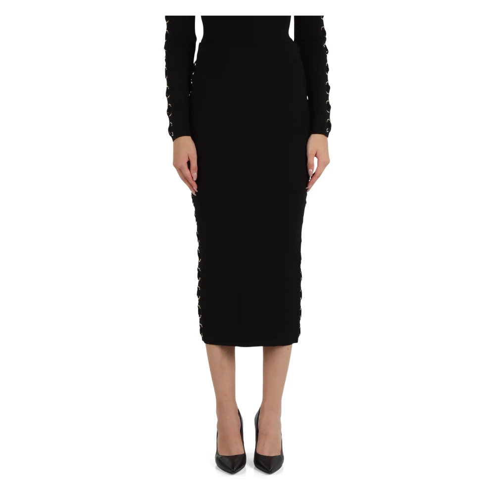 Michael Kors Geribbelde viscose midi-rok Black Dames