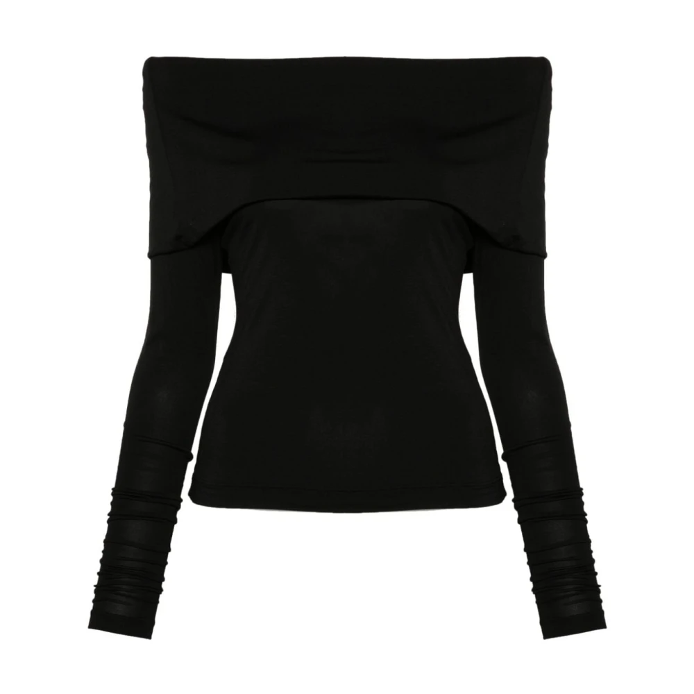 Pinko Zwart Gedrapeerd Cowl Neck T-shirt Black Dames