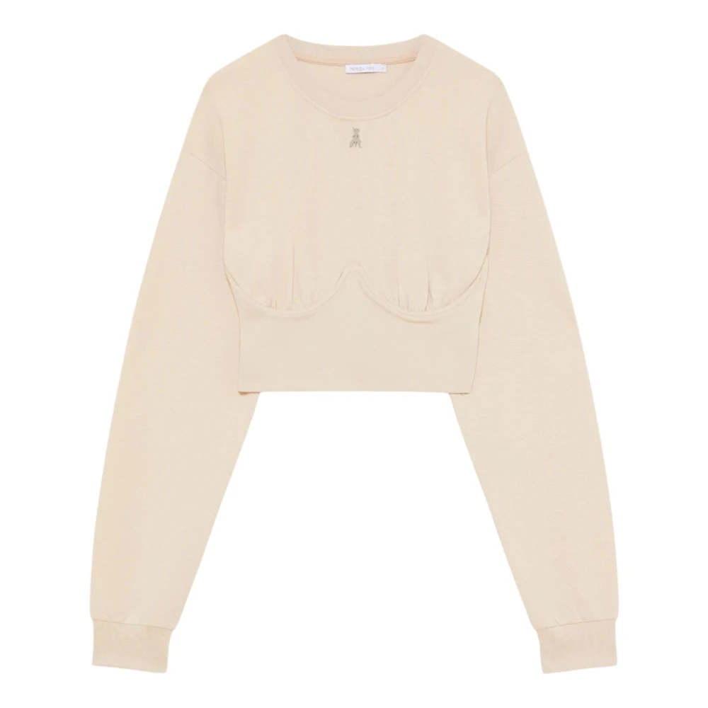 PATRIZIA PEPE Beige Cropped Katoenen Trui Beige Dames