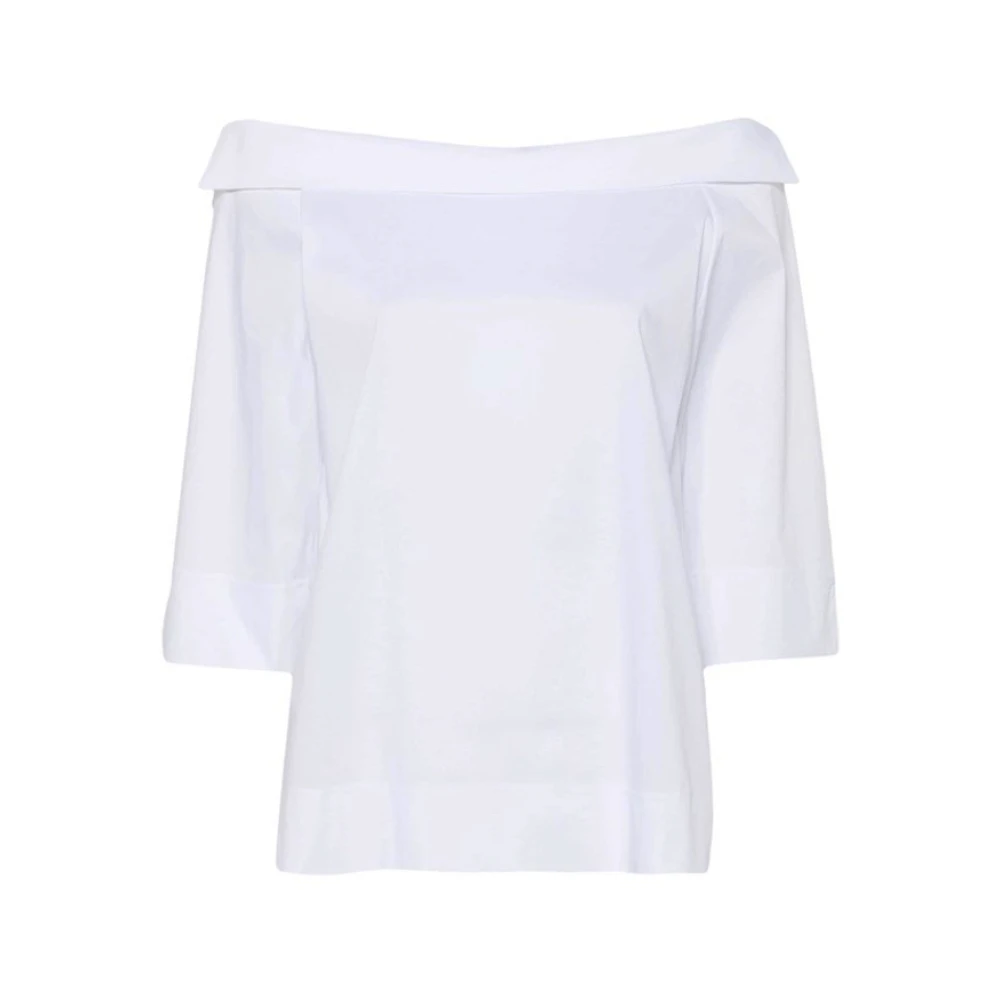 D.Exterior Vit Poplin Off-Shoulder Blus White, Dam