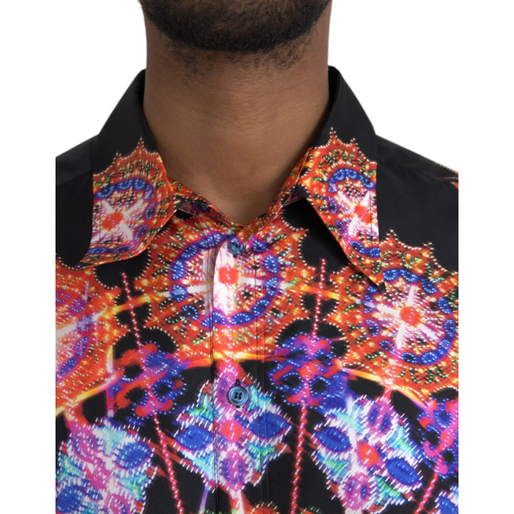Dolce & Gabbana Multicolor Luminarie Seide Casual Shirt Multicolor Heren