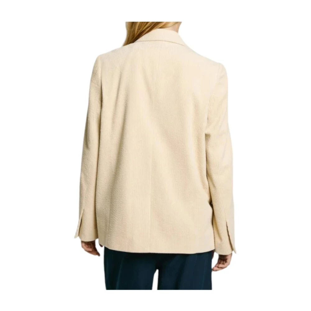 Pepe Jeans Beige Ribfluwelen Blazer Jas Beige Dames