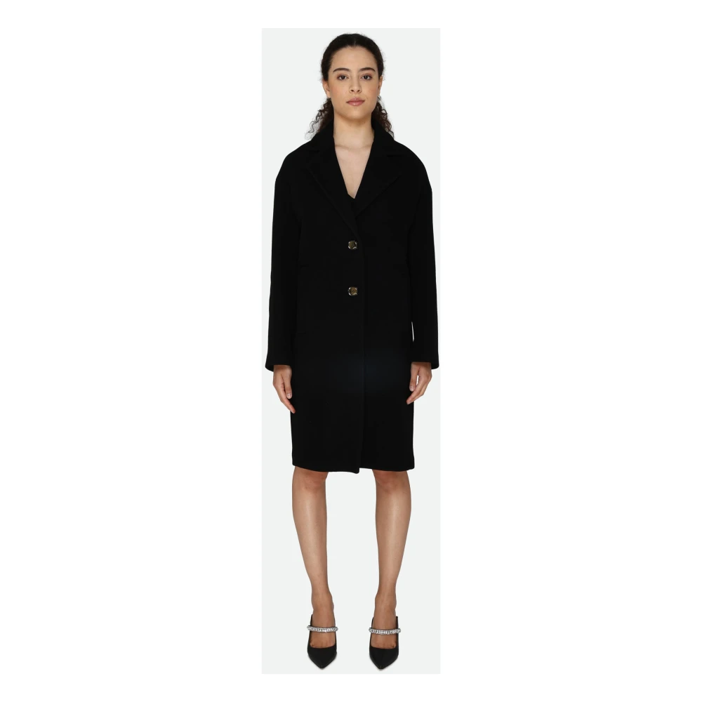 pinko Zwarte Jas met Twee Knopen Black Dames