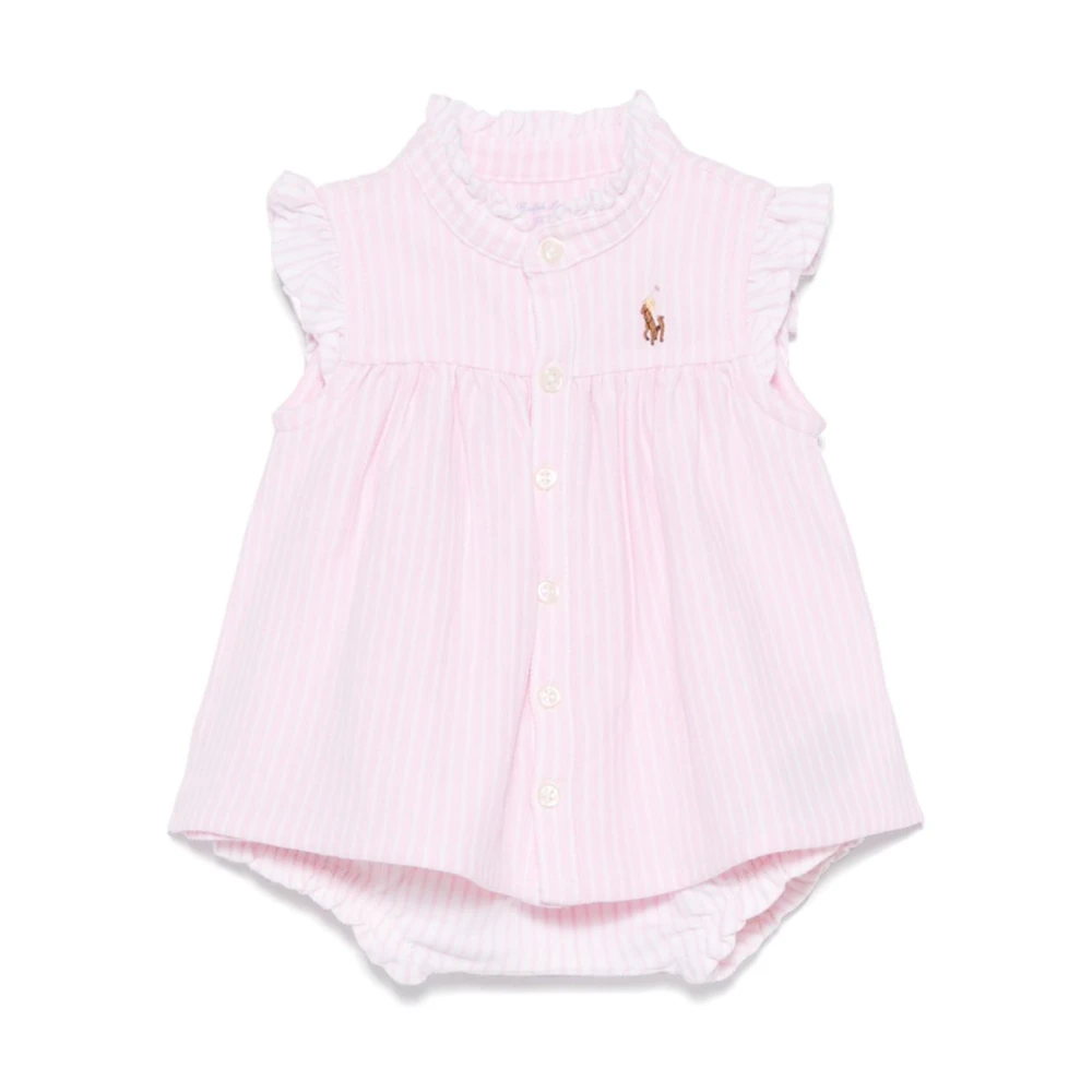 Polo Ralph Lauren Rosa Rynkad Klänning med Elastisk Midja Pink, Flicka