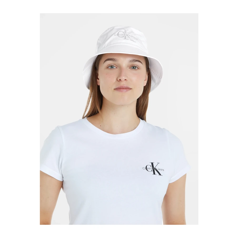 Calvin Klein Geborduurd logo katoenen T-shirt White Dames