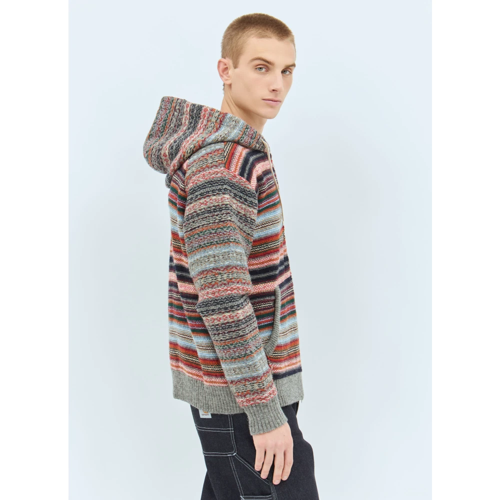 Junya Watanabe Gestreepte Wollen Hoodie Multicolor Heren