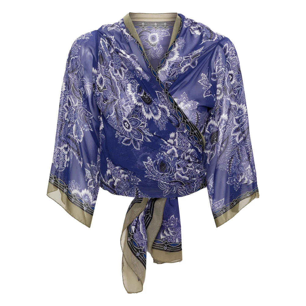 Etro Women's Blue Silk Cardigan - Blouses - L - Blouses & Shirts