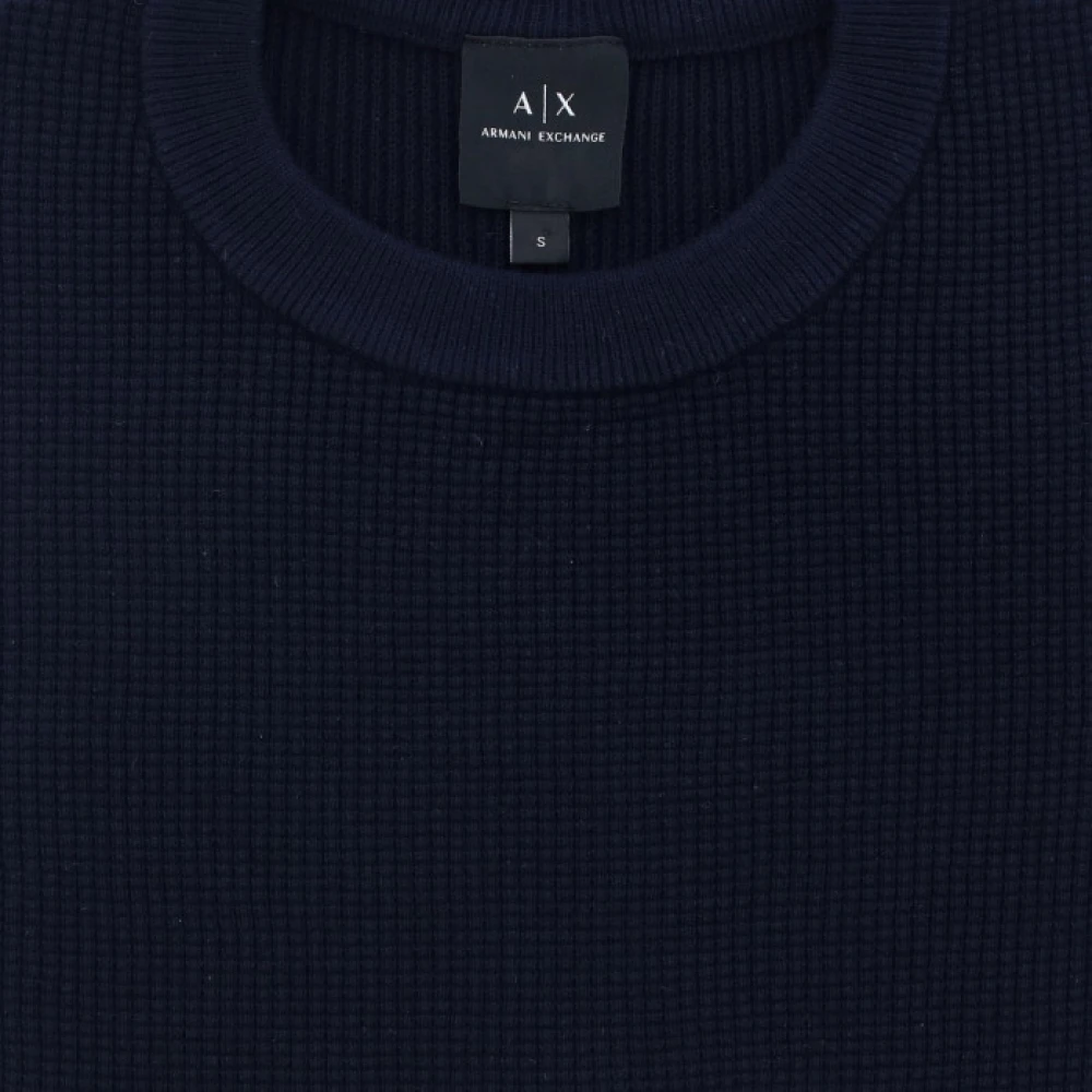 Armani Exchange Blauwe Trui met Honingraat Detail Blue Heren