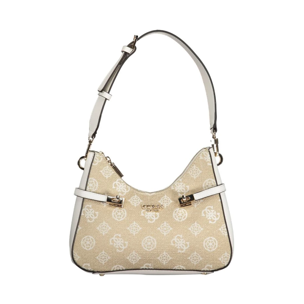 Guess Witte Polyethyleen Handtas met Verstelbare Schouderband Beige Dames