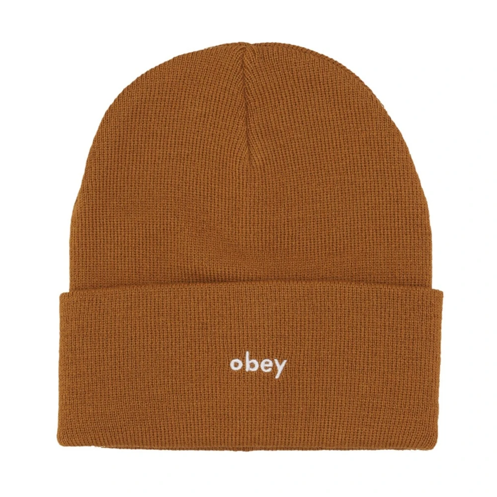 Obey Karma Beanie Rubber Brown Hat Brown Heren