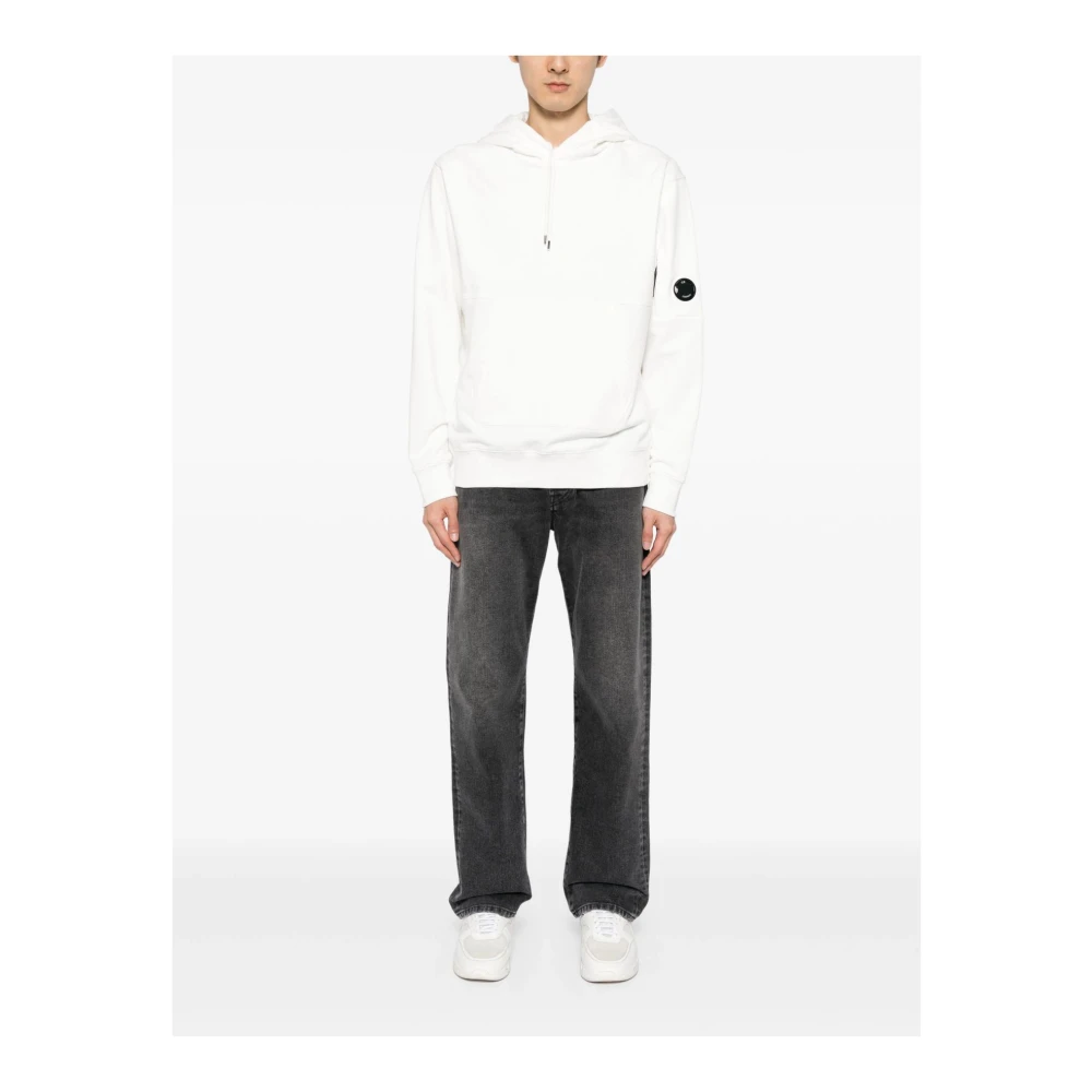 C.P. Company Witte hoodie met diagonale lens White Heren