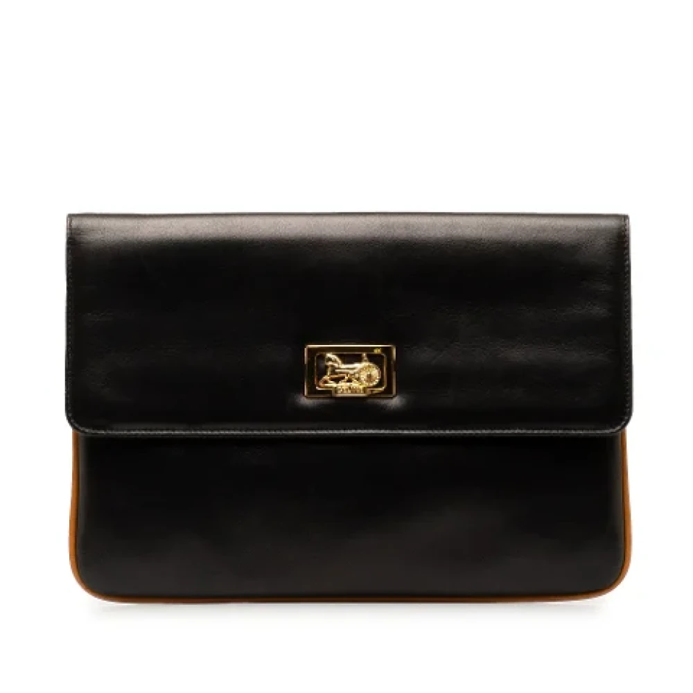 Celine Vintage Pre-owned Leather clutches Black Dames