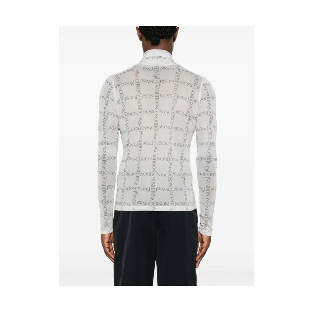 JW Anderson Mesh Logo Print Sweater White Heren