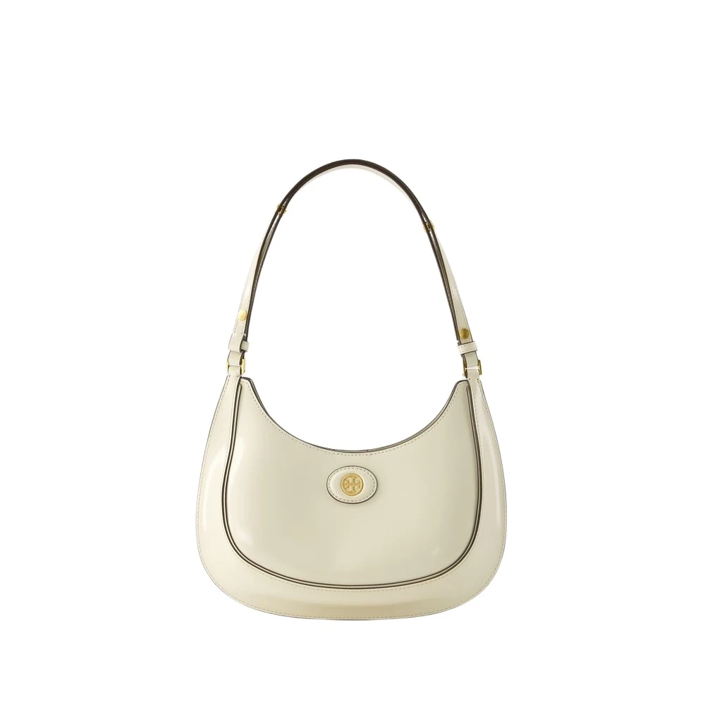 TORY BURCH Hobo bags Robinson Spazzolato Convertible Crescent Bag in crème