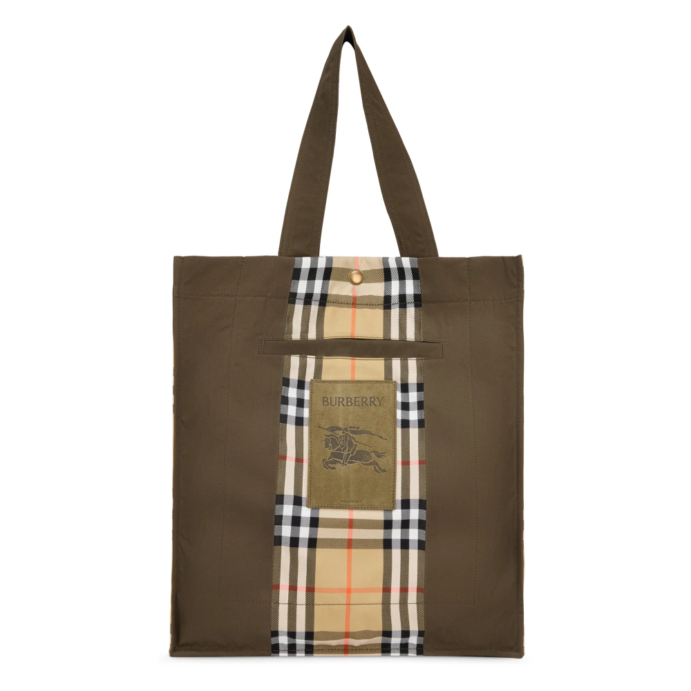 Burberry Men's Green Check Trench Tote - Shopping Bags - One Size - Bags