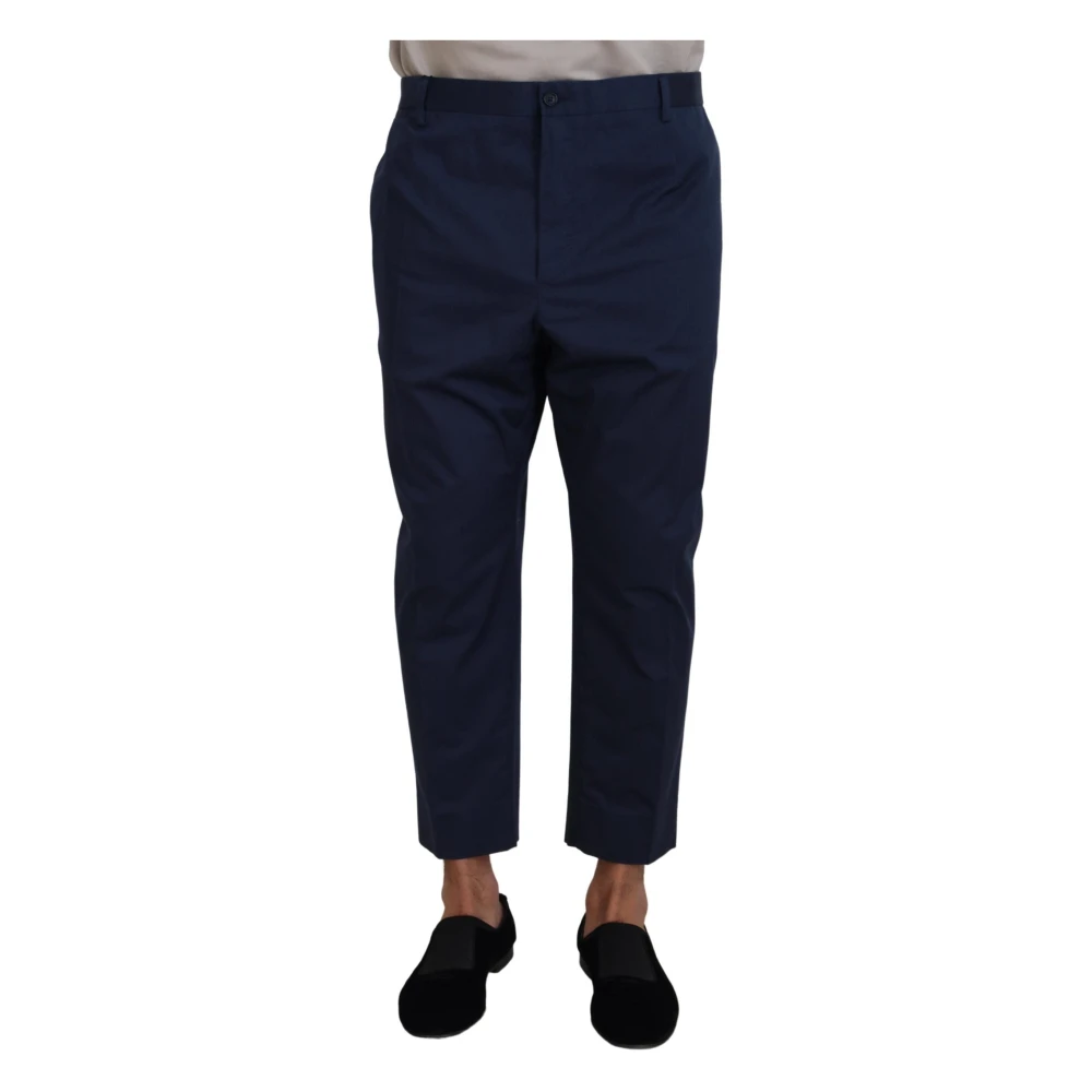 Dolce & Gabbana Blue Cotton Cropped Trousers For Men - Male - Cropped Trousers - 5XL - Trousers