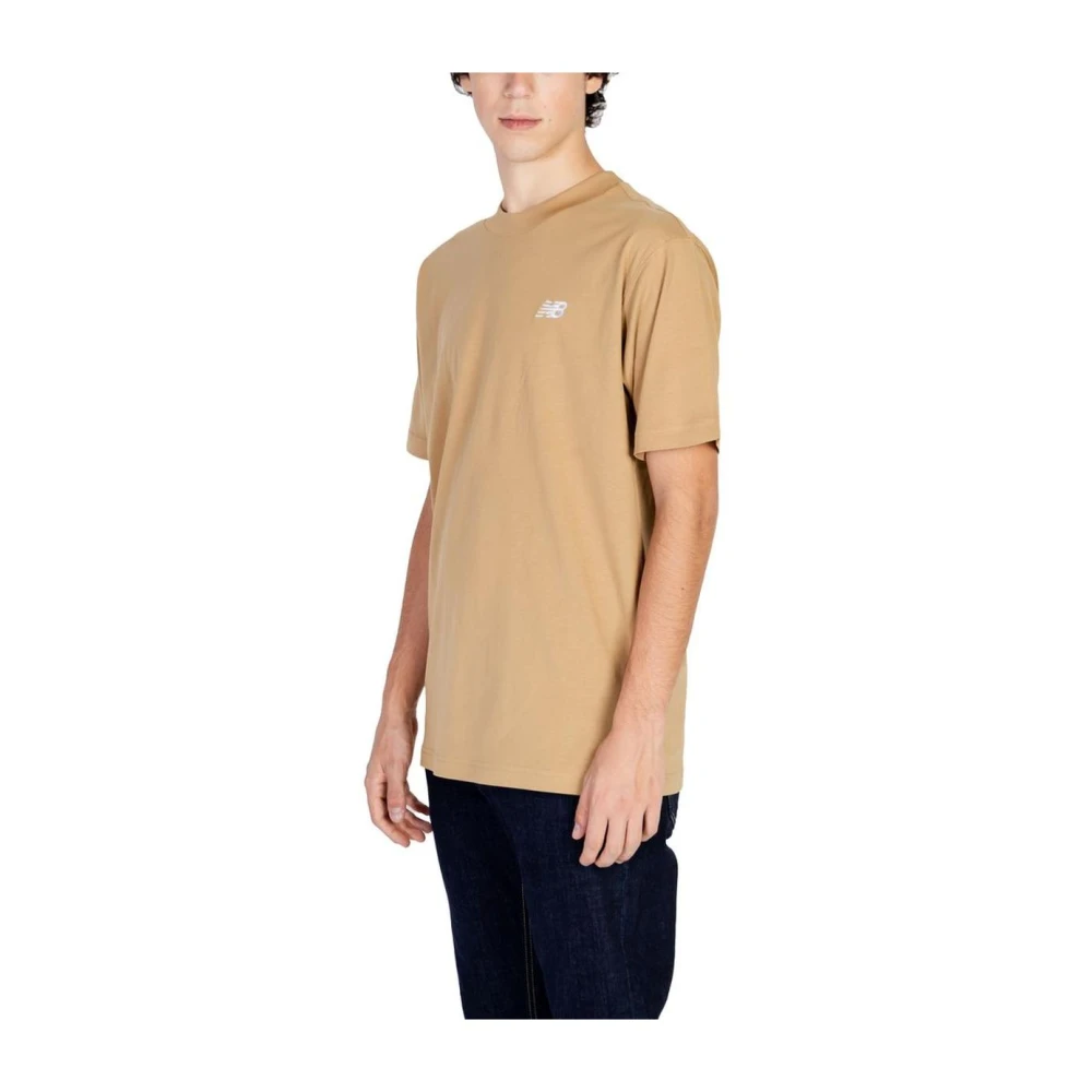 New Balance Beige Katoenen T-shirt voor Mannen Beige Heren