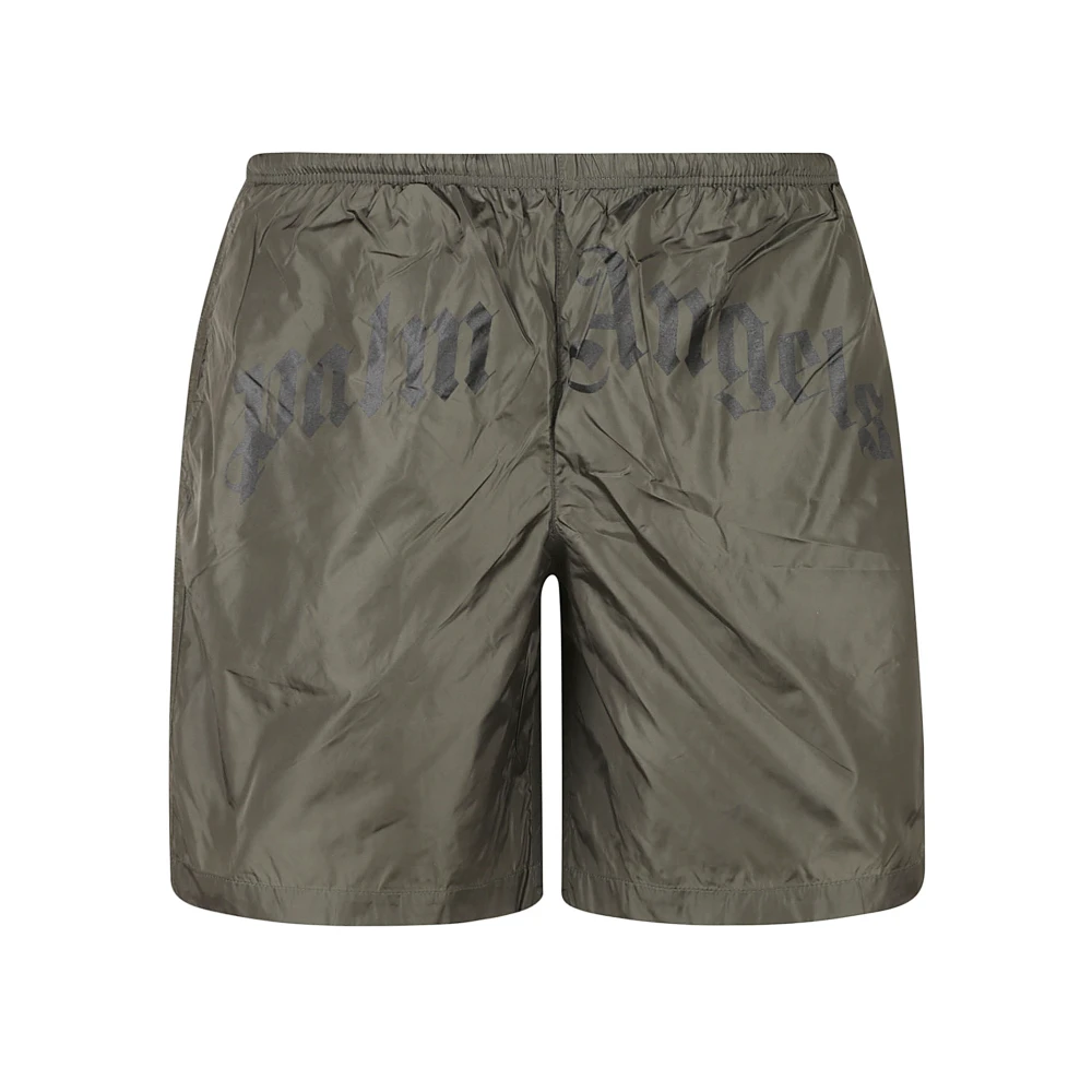Palm Angels Militair Groene Logo Zwembroek Green Heren