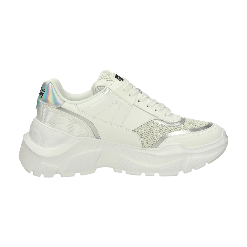 Versace Jeans Couture Glitter Leren Lage Sneakers Dames Schoenen Wit