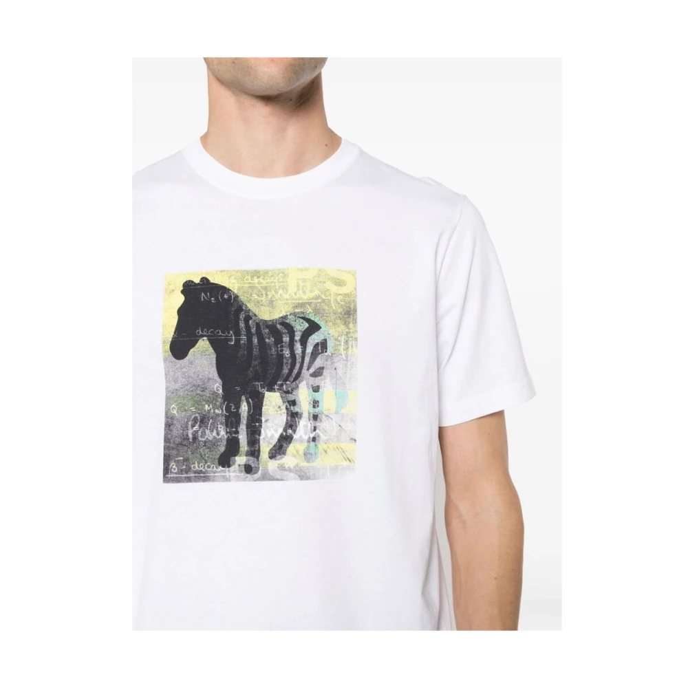PS By Paul Smith Biologisch Katoenen T-shirt met Motief Print White Heren