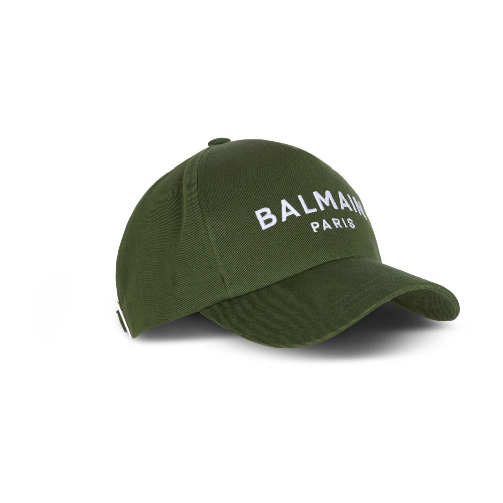 Balmain Katoenen pet met Parijs borduursel Green Heren