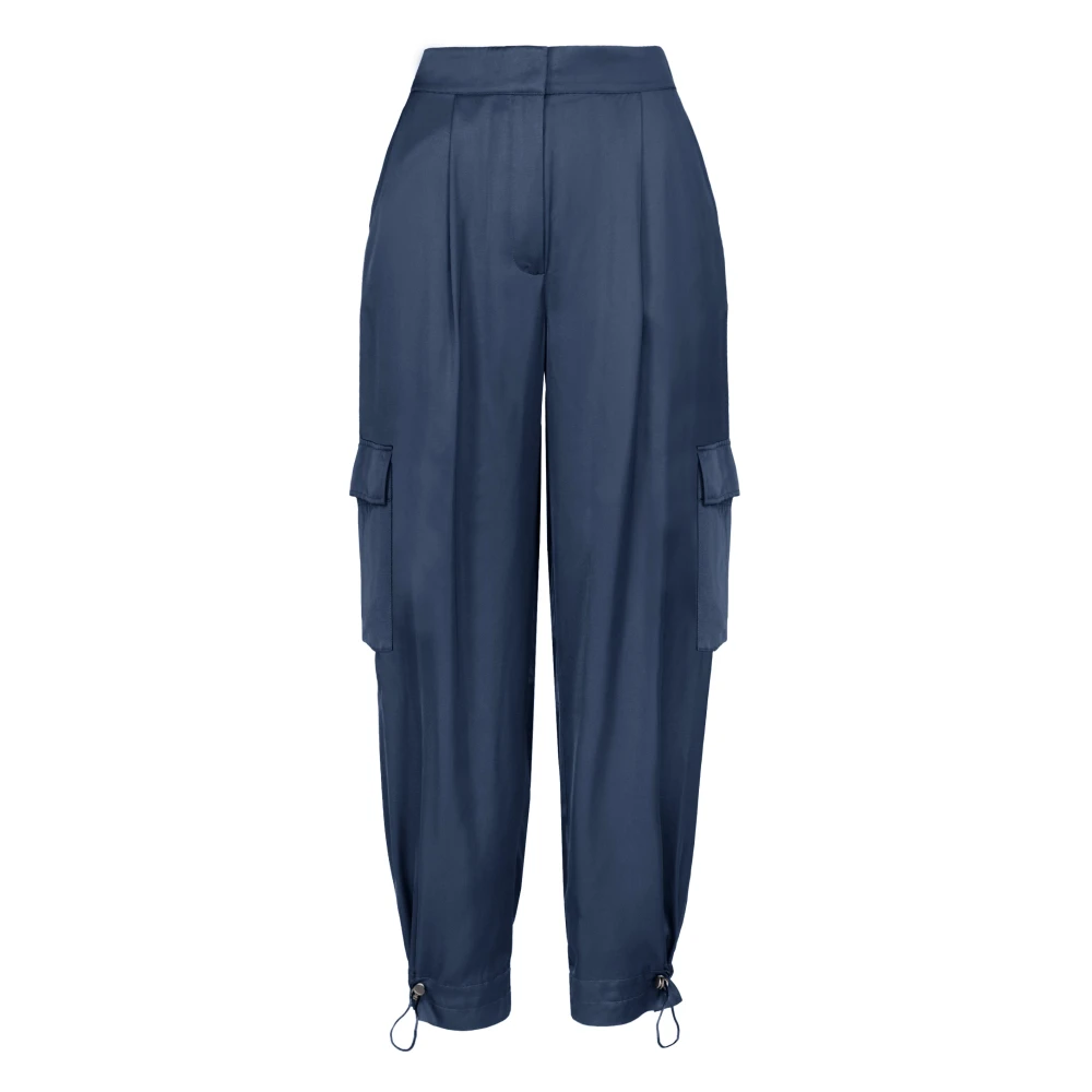 Bomboogie Femme Bleu - Pantalon Cargo En Satin De Rayonne - Pantalons - Taille: 36 Fr