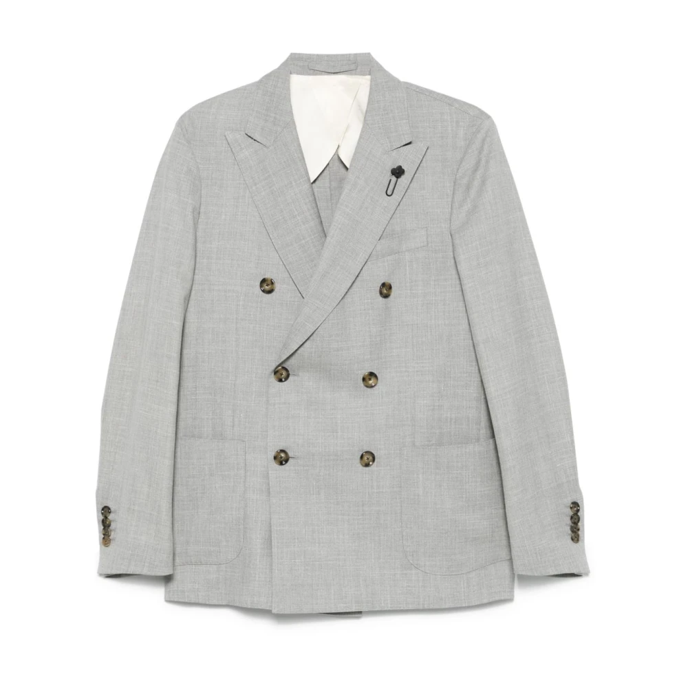Lardini Grijze Wol Zijde Linnen Jas Gray Heren