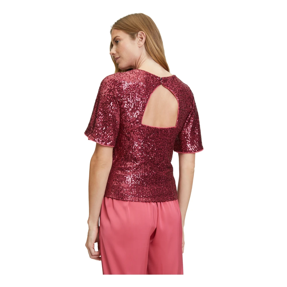 Vera Mont Paillettentop met vlindermouwen Red Dames