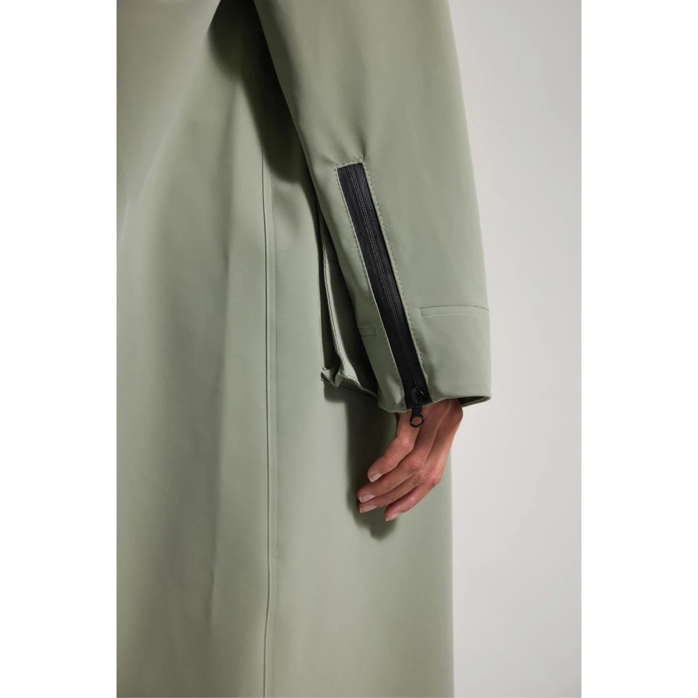 Stutterheim Matte Lange Regenjas met Aqua Guard Rits Green Dames
