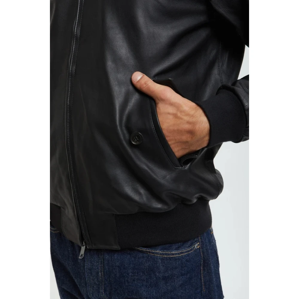 Baracuta Leren Harrington Jack Zwart Black Heren