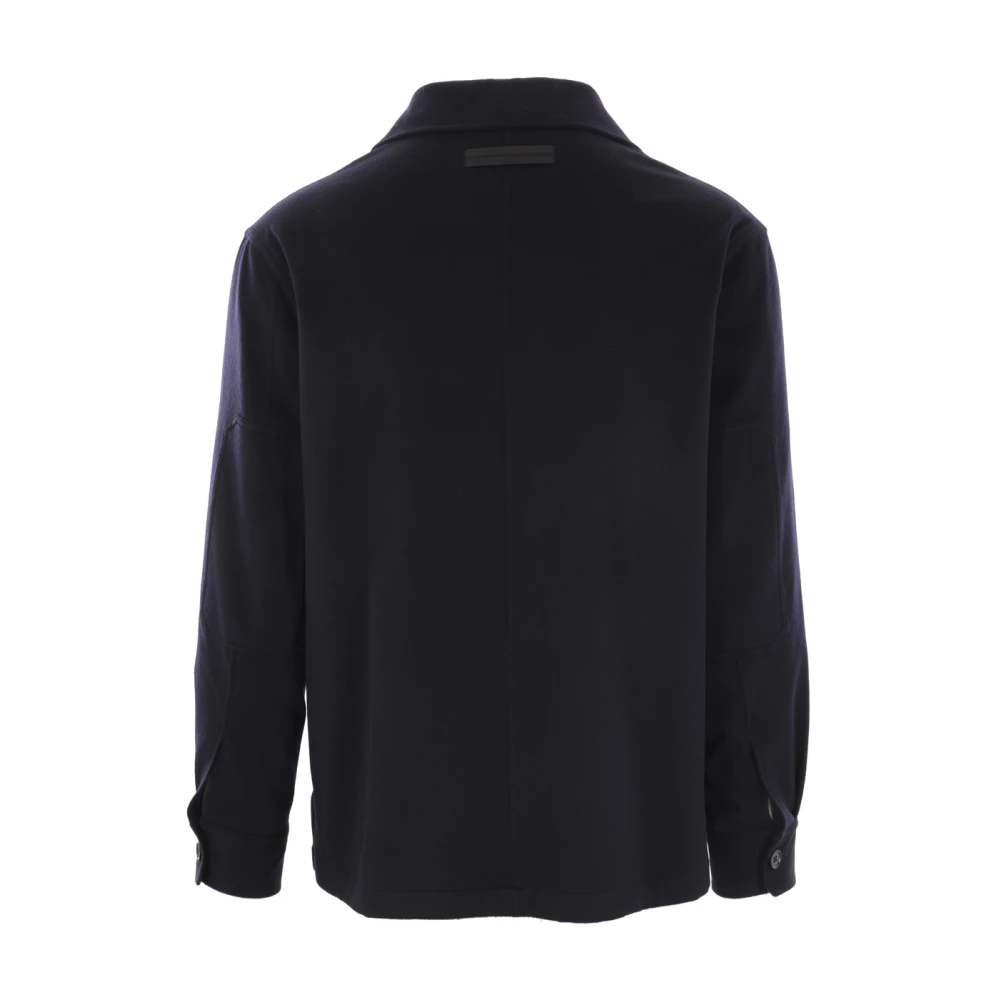 Ermenegildo Zegna Blauwe Cashmere Jas-Shirt met Elleboogstukken Blue Heren