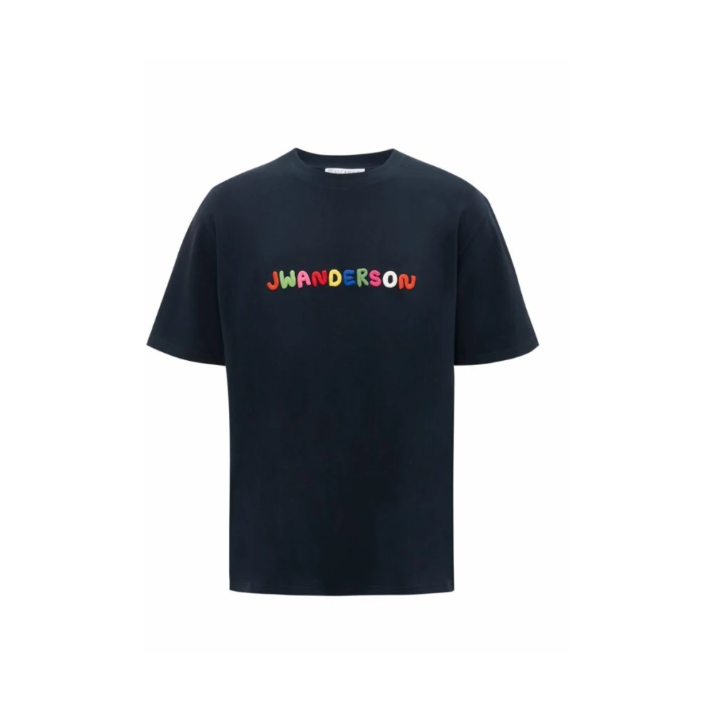 JW Anderson Geborduurd Logo T-shirt Blue Dames