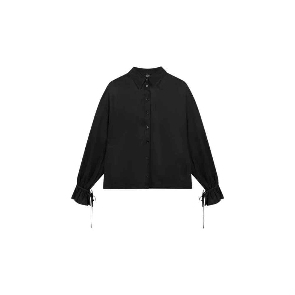 Alix The Label Chique Twill Bow Blouse Black Dames