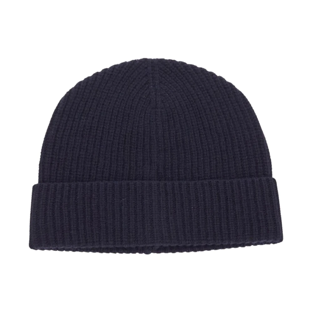 Seven Gauge Geribbelde Wollen Beanie Hoed Blue Heren