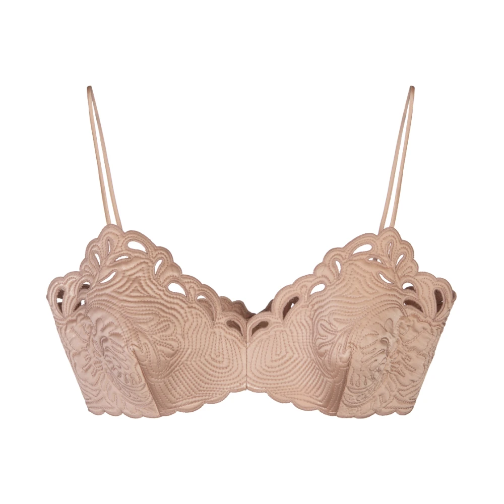 Ermanno Scervino Roze Zijden Bloemen Gewatteerde Bra Top Pink Dames