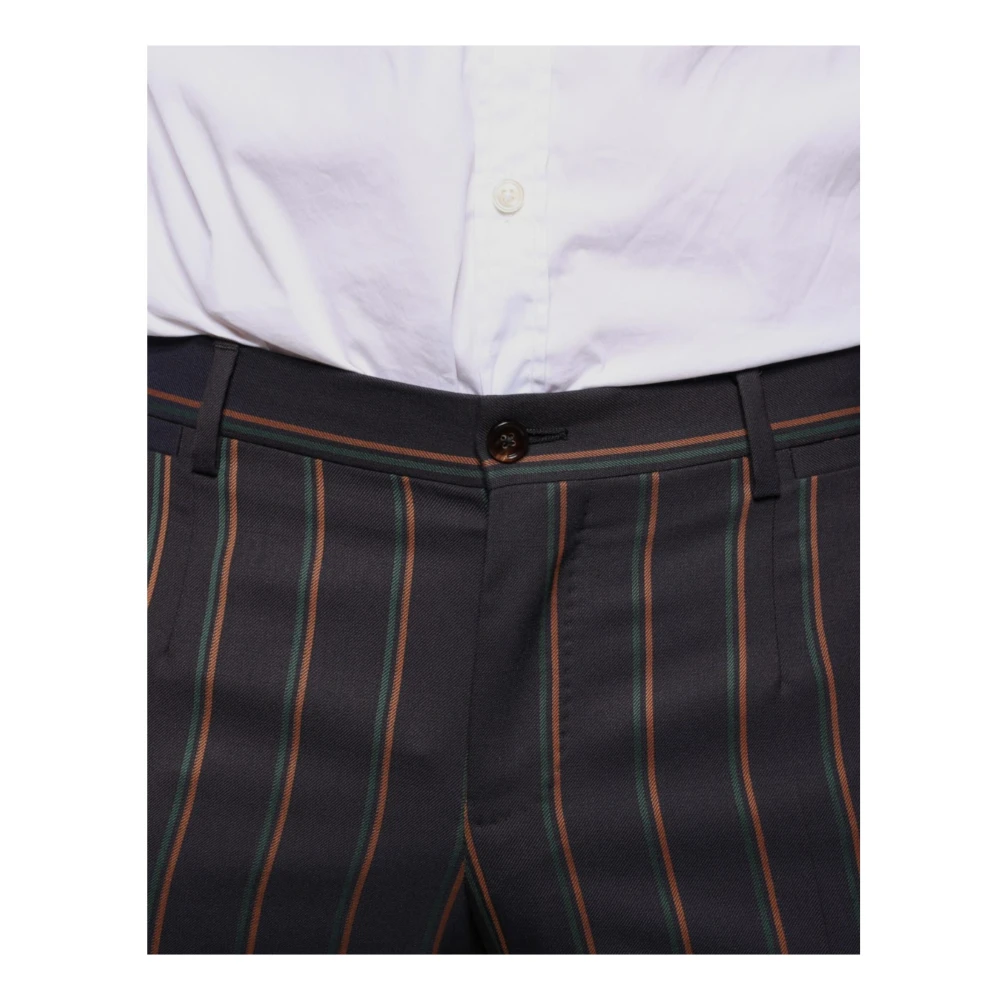 Dolce & Gabbana Bruine Gestreepte Wollen Pantalon Brown Heren