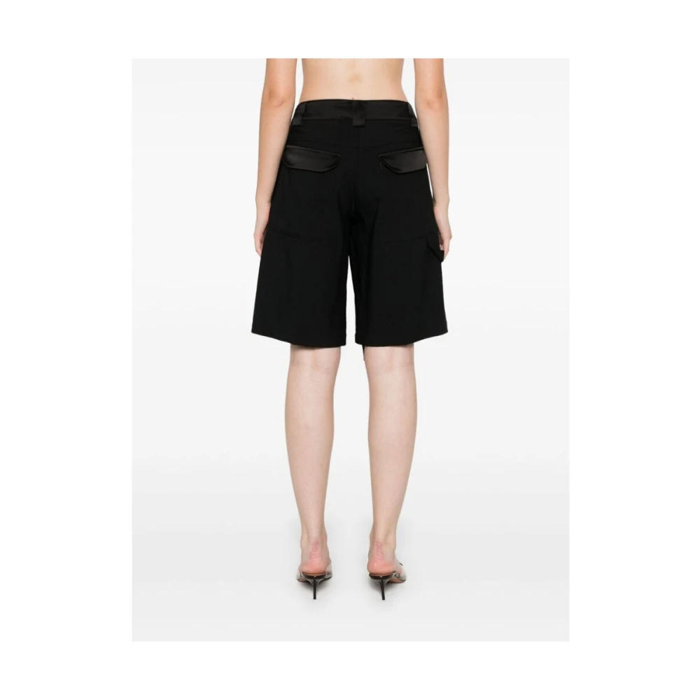 David Koma Zwarte Wollen Blend Strik Detail Shorts Black Dames