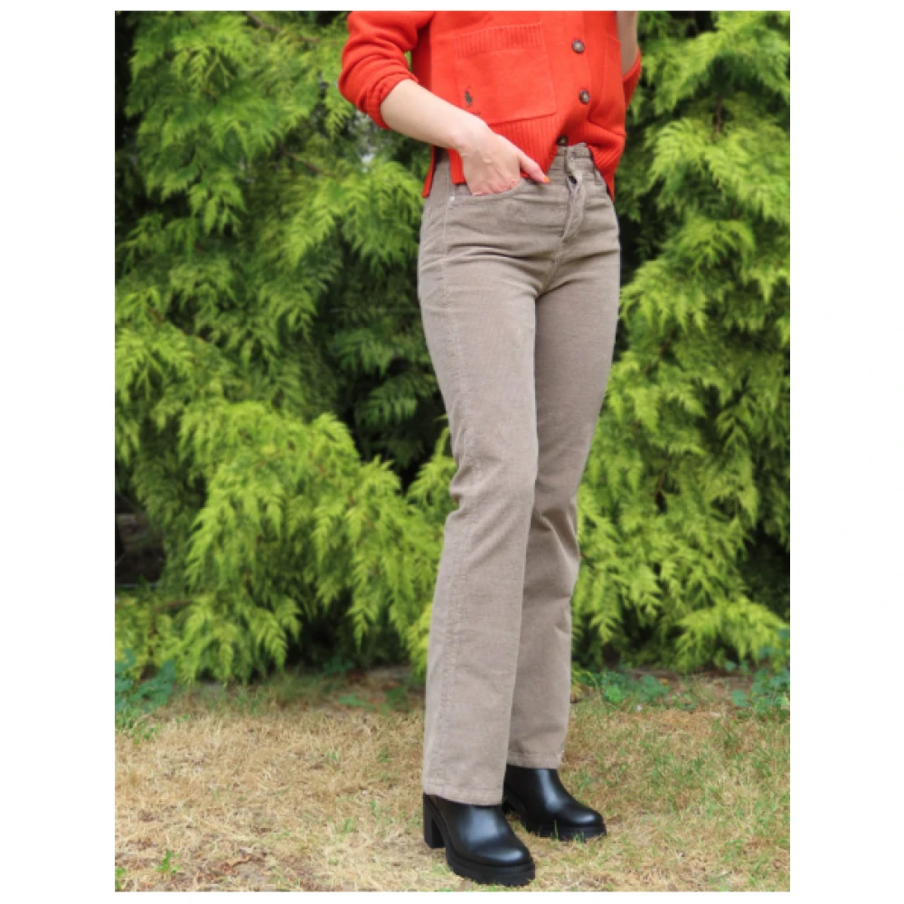 Denim Studio Flare Corduroy Broek Jeff Beige Dames