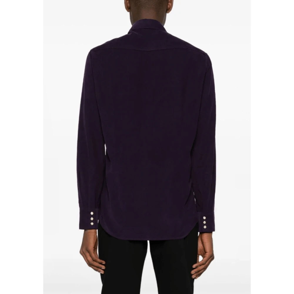 Lardini Paarse Katoenen Klassieke Kraag Shirt Purple Heren