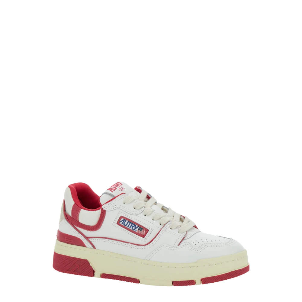 Autry Witte Logo Patch Sneakers Lederen Mix White Dames