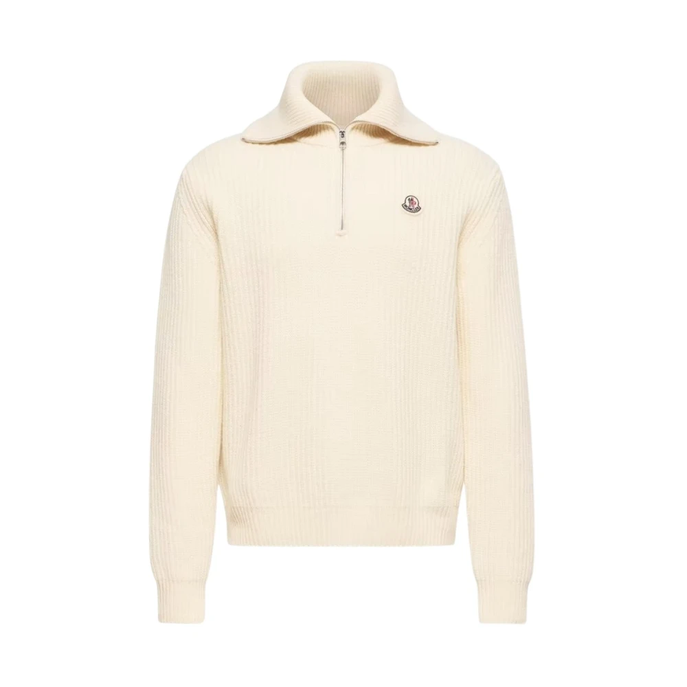 Moncler , Zip-Throughs, Male, Beige, L, Heavy Knit 1/4 Zip Jumper Size: Xl, Colour: Beige
