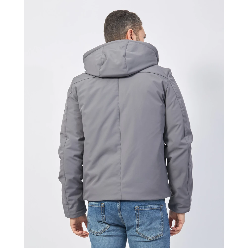 YES ZEE Grijze jas met capuchon en logopatch Gray Heren
