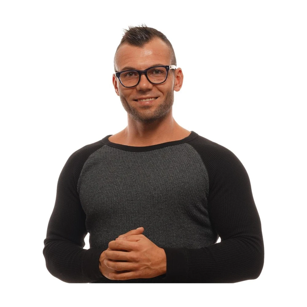 Ermenegildo Zegna Blauwe Trapezium Optische Frames met Hoes Blue Heren