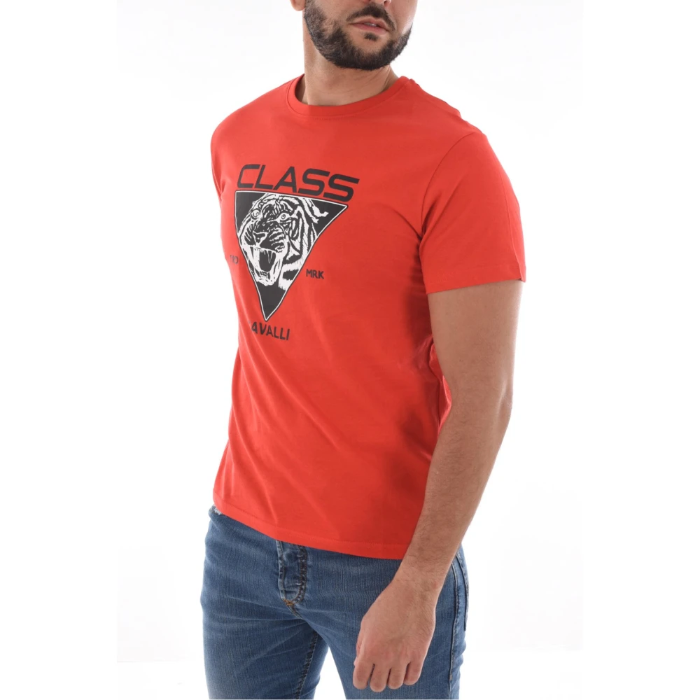 Cavalli Class Rood Logo Print T-shirt Red Heren