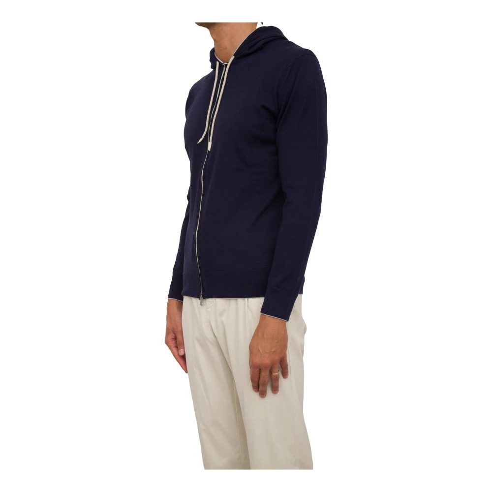 Eleventy Blauwe hoodie met volledige rits Blue Heren