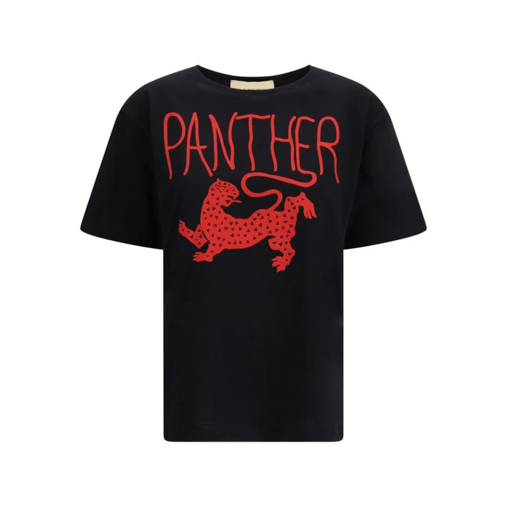 Valentino Women's Black Printed Cotton T-Shirt - T-Shirts - Xs- Tops