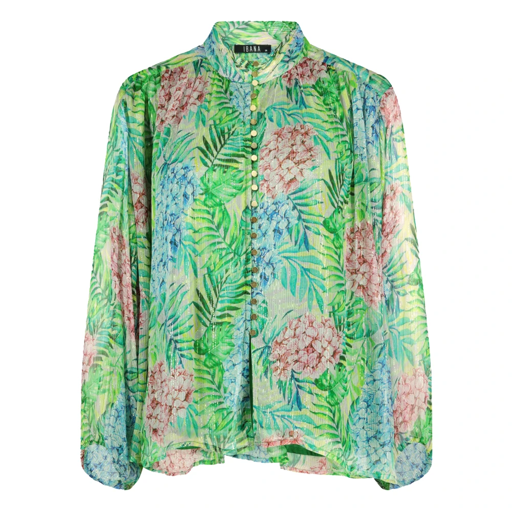 Ibana Lurex blouse met print Talici groen