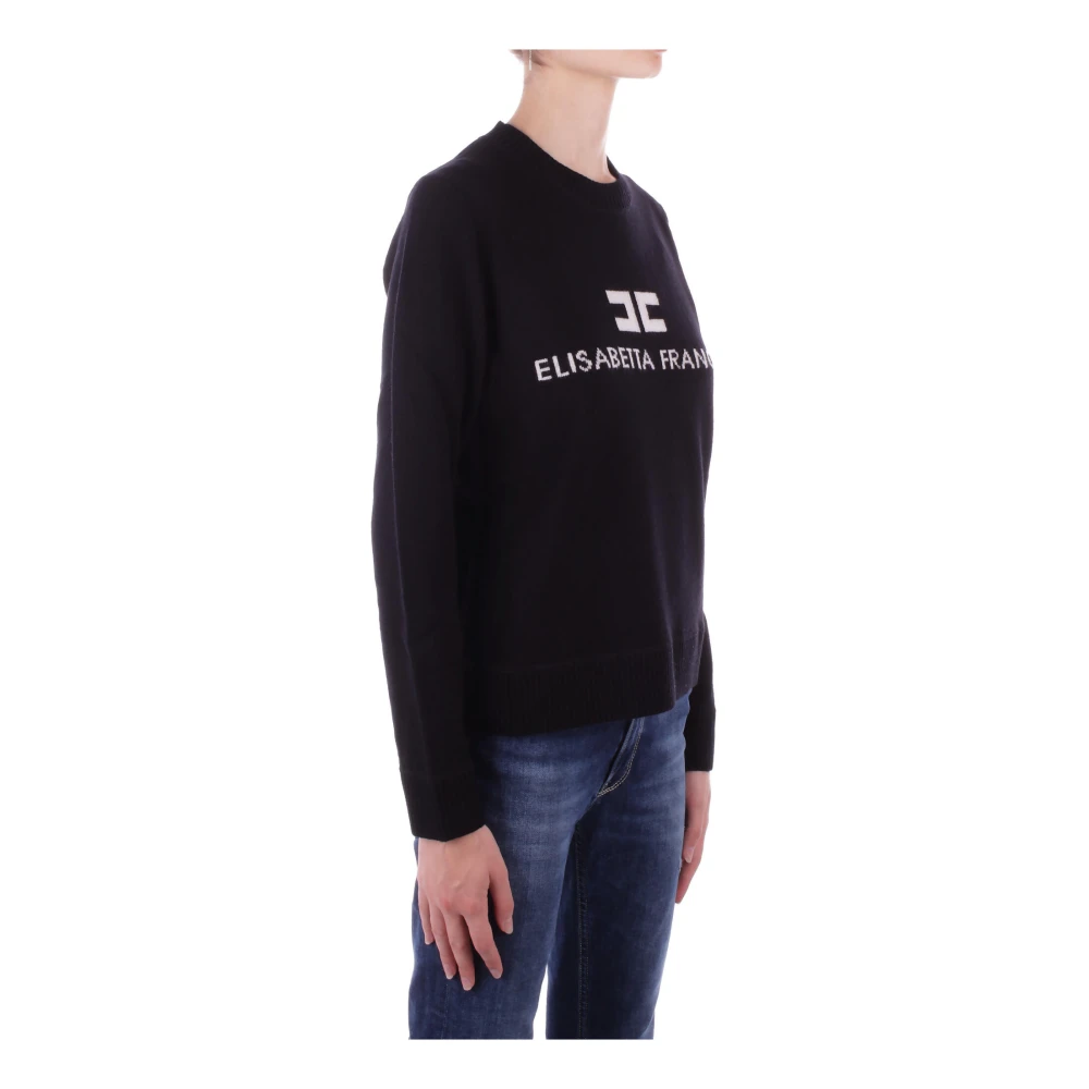 Elisabetta Franchi Geborduurde Logo Sweaters Black Dames