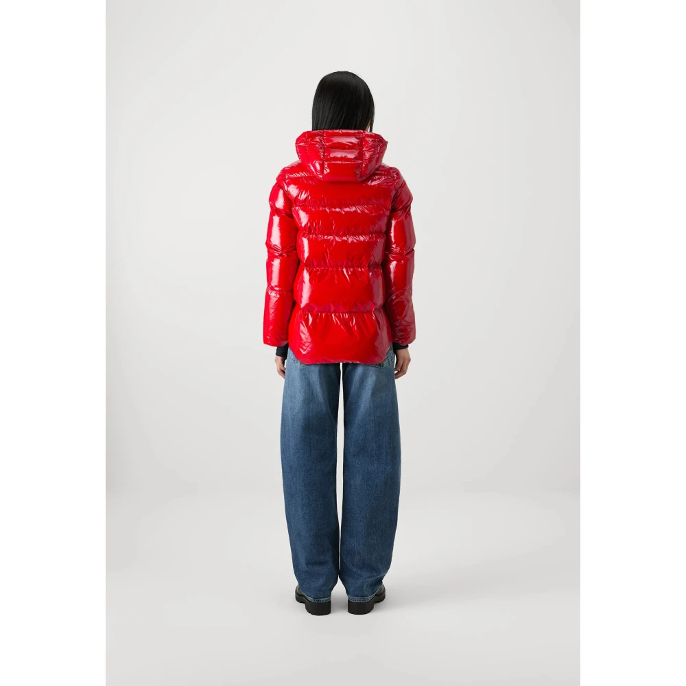 pinko Gewatteerde capuchonjas Love Birds Red Dames