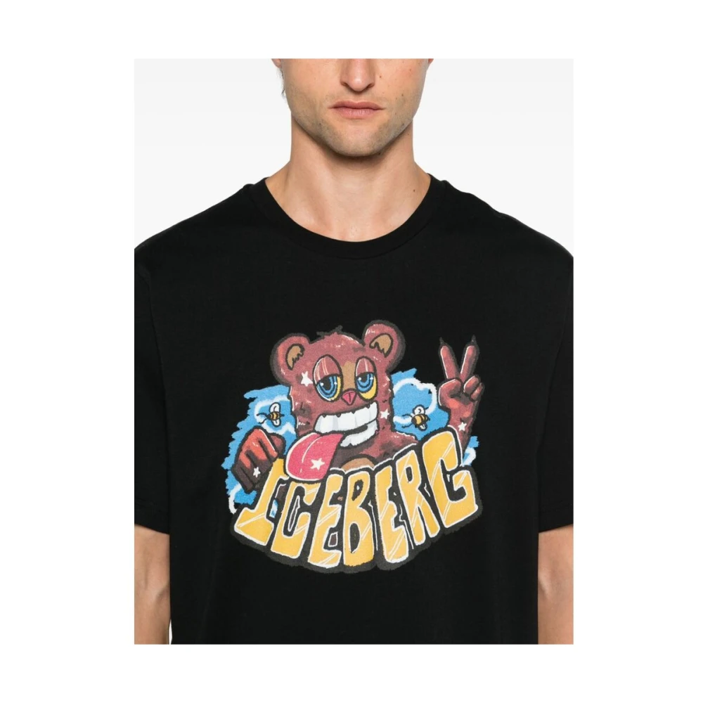 Iceberg Zwart Grafisch Print Crew Neck T-shirt Black Heren
